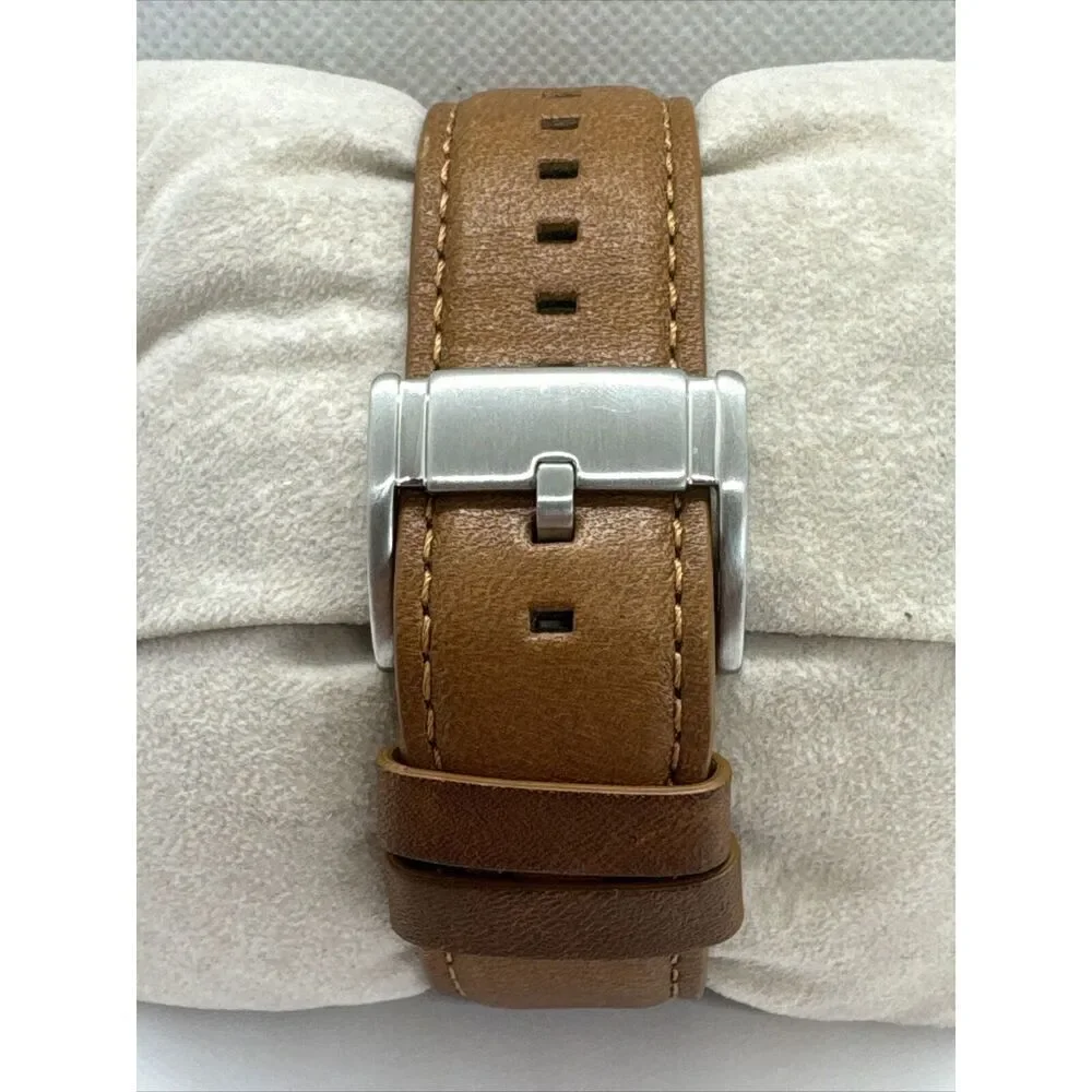 Fossil BQ2397 Men's Brown Leather Analog Silver Dial Quartz Wrist Watch AEA049
